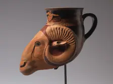 Ram-Head Rhyton, c. 480-470 BC. Creator: Brygos Painter (Greek)