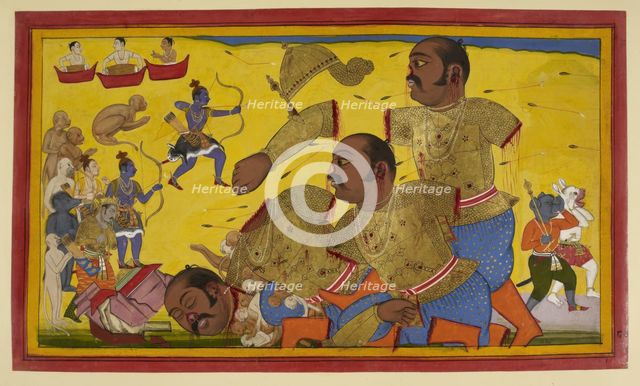 Rama and Kumbhakarna, 1652. Creator: Sahib Din.