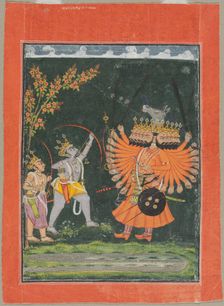 Rama and Laksmana Fighting Ravana, c. 1750. Creator: Unknown