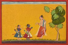 Rama and Lakshman with the sage Vishvamitra, from a Ramayana, ca. 1680-1690. Creator: Master of Style II of the Shangri Ramayana