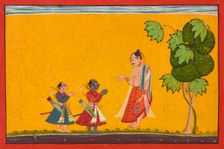 Rama and Lakshman with the sage Vishvamitra, from a Ramayana, ca. 1680-1690. Creator: Master of Style II of the Shangri Ramayana