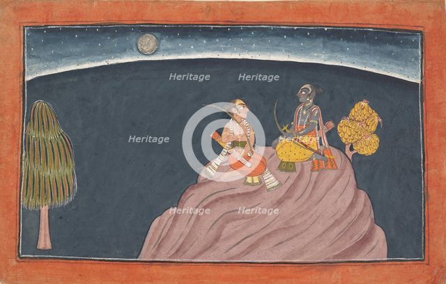 Rama and Lakshmana on Mount Pavarasana: Folio from the Shangri Ramayana series..., c1690-1710. Creator: Unknown.