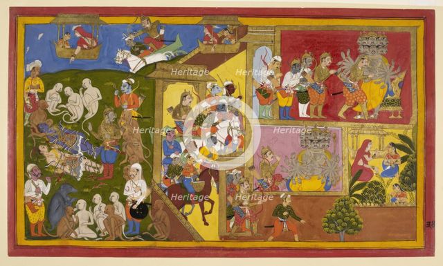 Rama and Lakshmana are bound, 1650-1652.  Creator: Sahib Din.