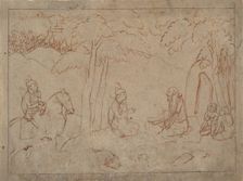 Rama and Lakshmana Visit the Hermitage of an Ascetic, ca. 1775-80. Creator: Attributed to a first-generation master after Nainsukh (active ca. 1735-78)