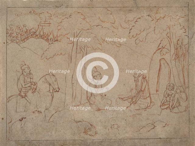 Rama and Lakshmana Visit the Hermitage of an Ascetic, ca. 1775-80. Creator: Attributed to a first-generation master after Nainsukh (active ca. 1735-78).