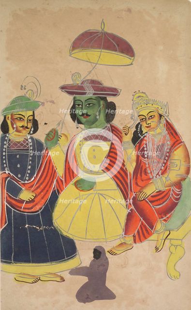 Rama and Sita Enthroned with Lakshmana and Hanuman Attending, 1800s. Creator: Unknown.