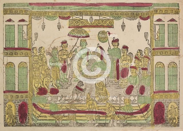 Rama and Sita in Royal Palace, 1800s. Creator: Shri Gobinda Chandra Roy.