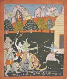 Rama Battling The Titans, Folio from a Ramayana (Adventures of Rama) (image 1 of 6), c1700. Creator: Unknown