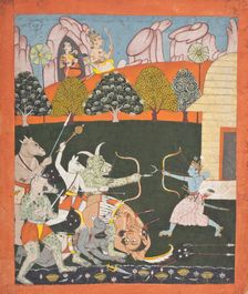 Rama Battling The Titans, Folio from a Ramayana (Adventures of Rama) (image 1 of 6), c1700. Creator: Unknown