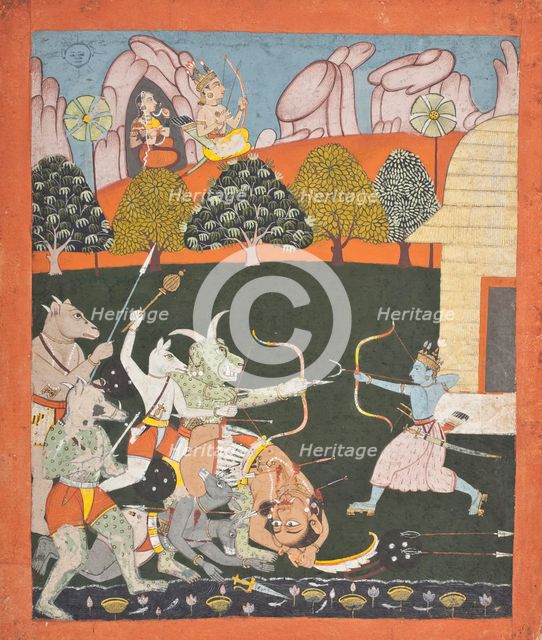 Rama Battling The Titans, Folio from a Ramayana (Adventures of Rama) (image 1 of 6), c1700. Creator: Unknown.
