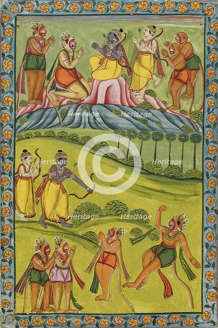 Rama Kills Vali, Folio from the "Impey" Ramayana (Adventures of Rama), between c1770 and c1775. Creator: Unknown.