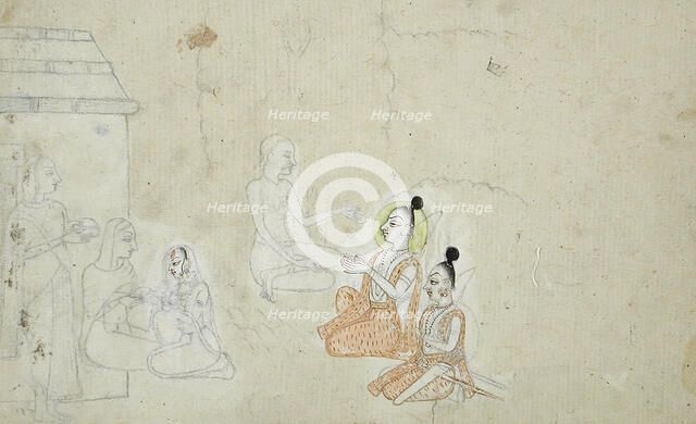 Rama, Lakshmana, and Sita at a Hermitage, c1800. Creator: Unknown.