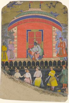 Rama Receives Sugriva and Jambavat, the Monkey and Bear Kings, Folio from..., ca. 1605. Creator: Unknown