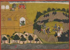 Rama Releases the Demon Spies Shuka and Sarana: Folio from the Siege of Lanka series , ca.1725. Creator: Manaku