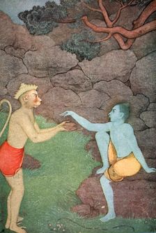 Rama sending his signet-ring to Sita, 1913. Creator: K Venkatappa