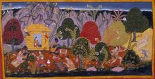 Rama, Sita, and Lakshmana in the forest, c1652. Creator: Sahibdin