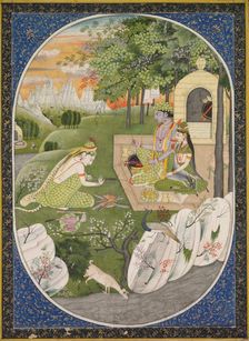 Rama, Sita and Lakshmana in the Forest, page from the Ramayana (Tales of God Rama), c. 1830. Creator: Unknown