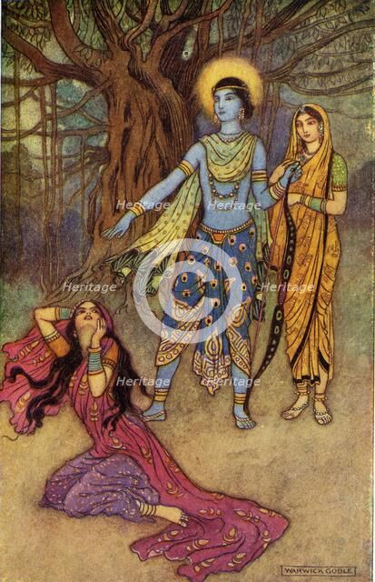'Rama Spurns the Demon Lover', 1913. Creator: Warwick Goble.