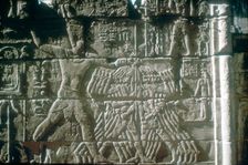 Rameses III smiting his enemies before Amun-Ra, Mortuary Temple, Medinat Habu, Egypt, c12th cen BC