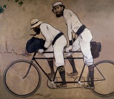 Ramon Casas and Pere Romeu on a tandem Oil, 1897 by Ramon Casas