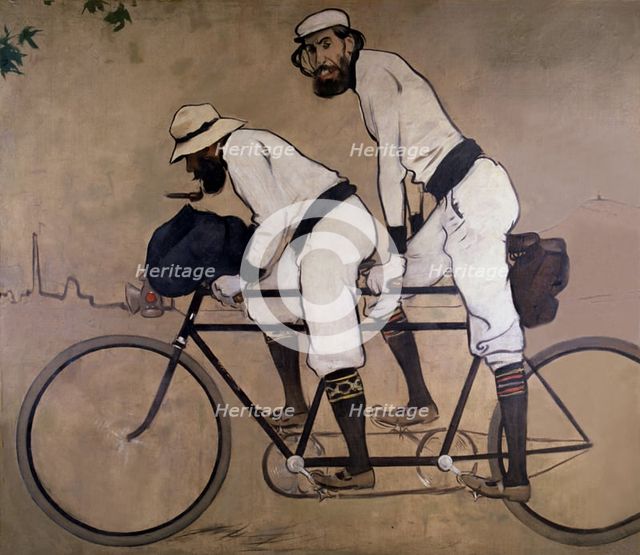  'Ramon Casas and Pere Romeu on a tandem', Oil, 1897 by Ramon Casas.