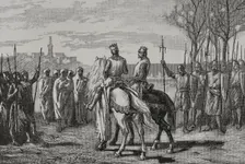 Ramon Berenguer IV and Ermengol receiving the parliamentarians from Lerida, 1890. Creator: Joan Serra y Pausas