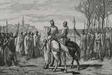 Ramon Berenguer IV and Ermengol receiving the parliamentarians from Lerida, 1890. Creator: Joan Serra y Pausas