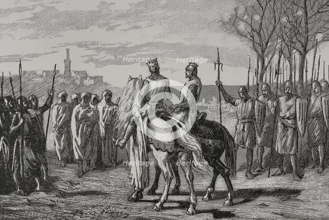 Ramon Berenguer IV and Ermengol receiving the parliamentarians from Lerida, 1890. Creator: Joan Serra y Pausas.