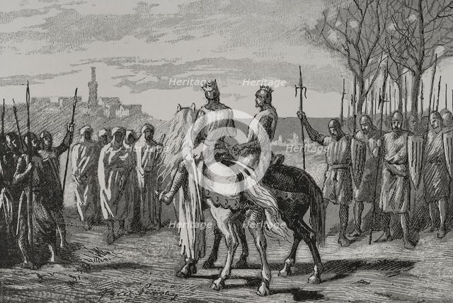 Ramon Berenguer IV and Ermengol receiving the parliamentarians from Lerida, 1890. Creator: Joan Serra y Pausas.