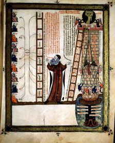 Ramon Llull (1235 - 1315), Majorcan philosopher and theologian, representing the symbol of the do…
