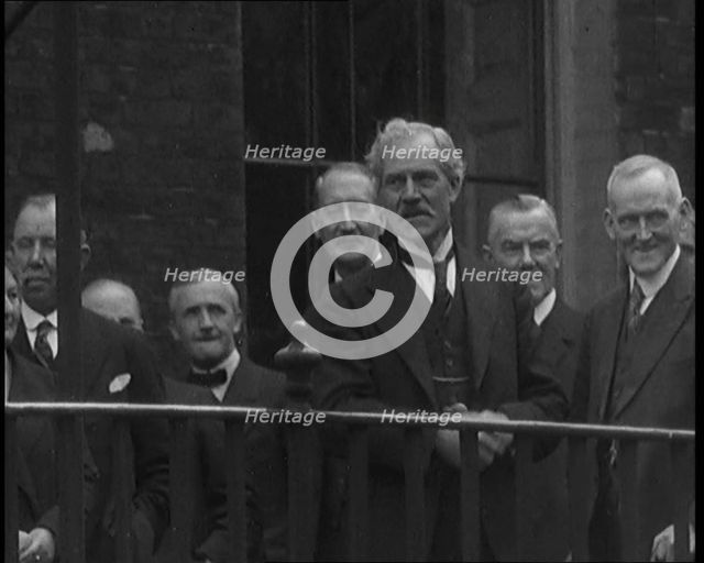 Ramsay MacDonald's Labour Government Gathering on a Balcony, 1929. Creator: British Pathe Ltd.