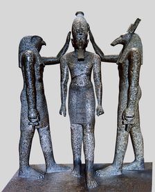 Ramses III crowned by gods Horus and Seth