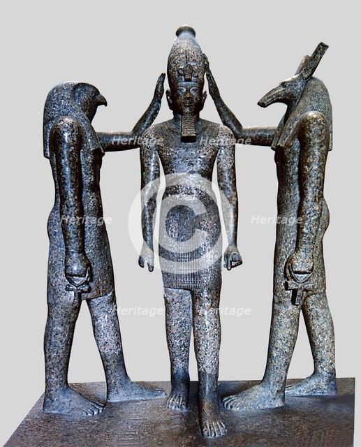 Ramses III crowned by gods Horus and Seth.