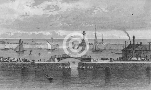 'Ramsgate Harbour and Light House, Kent', c1829. Artist: C Bedford.