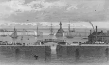 Ramsgate Harbour and Light House, Kent c1829. Artist: C Bedford