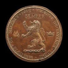 Rampant Lion on a Chain [reverse], 1614. Creator: Unknown