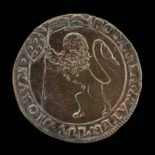 Rampant Lion Holding a Banner [reverse], 16th century. Creator: Unknown