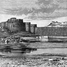 Ramparts of the town and citadel, Golconda, India, 1895