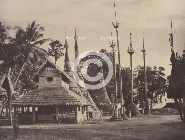 Rangoon: Henzas on the East Side of the Shwe Dagon Pagoda, November 1855. Creator: Captain Linnaeus Tripe.