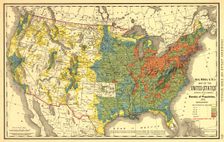 Rand, McNally & Co.'s map of the United States showing, in six degrees the density of pop..., 1890. Creator: Rand McNally