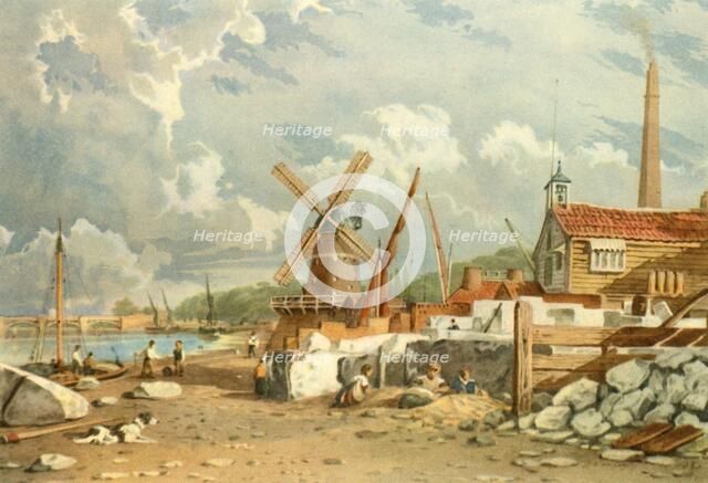 Randalls Flint Mill, Nine Elms, Battersea, 1830, (1947).  Creator: John Varley I.