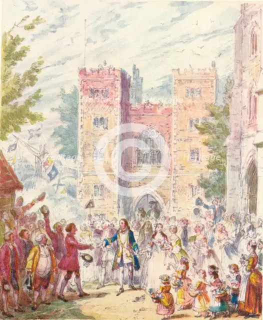 Randulph Crew's Marriage with Hilda at Lambeth Church, (1842), 1903. Creator: Unknown.