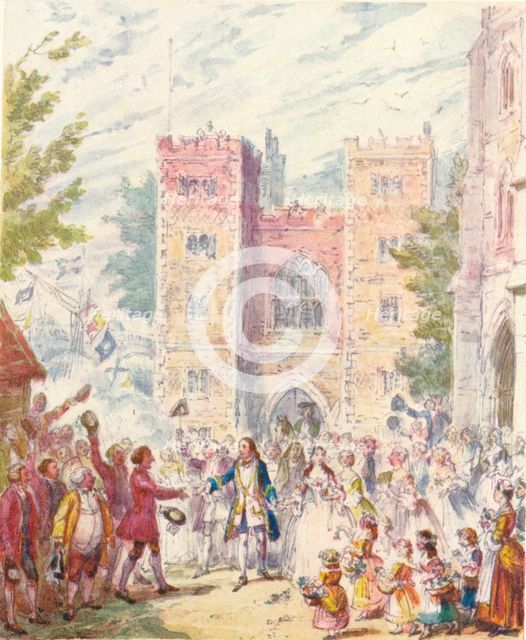 Randulph Crew's Marriage with Hilda at Lambeth Church, (1842), 1903. Creator: Unknown.