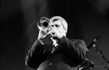 Randy Sandke, Louis Armstrong Centennial Band, Brecon Jazz Festival, Brecon, Powys, Wales, Aug 2001. Creator: Brian O'Connor