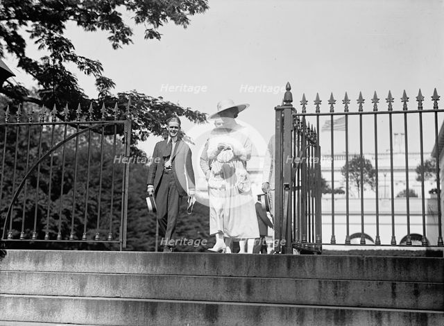 Rankin, Jeanette I.E. Jeannette, Rep. from Montana, 1917-1919. Leaving White House, 1917. Creator: Harris & Ewing.
