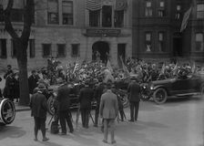 Rankin, Jeanette I.E. Jeannette, Rep. from Montana, 1917-1919 in Car Surrounded By Suffragettes,1917 Creator: Harris & Ewing