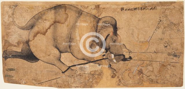 Rao Ram Singh’s Elephant Gone Amok, c. 1700. Creator: Unknown.