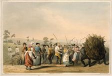 Rape threshing, 1814. Creators: Daniel Havell, Robert Havell