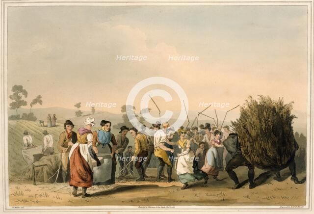 Rape threshing, 1814.  Creators: Daniel Havell, Robert Havell.
