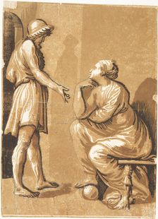 Raphael with his mistress, c1525. Creator: Ugo da Carpi (1480-1532)